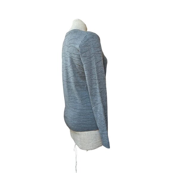Women's Cardigan Sorrisi de Lana Italy Merino Wool Gray Asymmetrical Knit V Neck - Picture 6 of 8